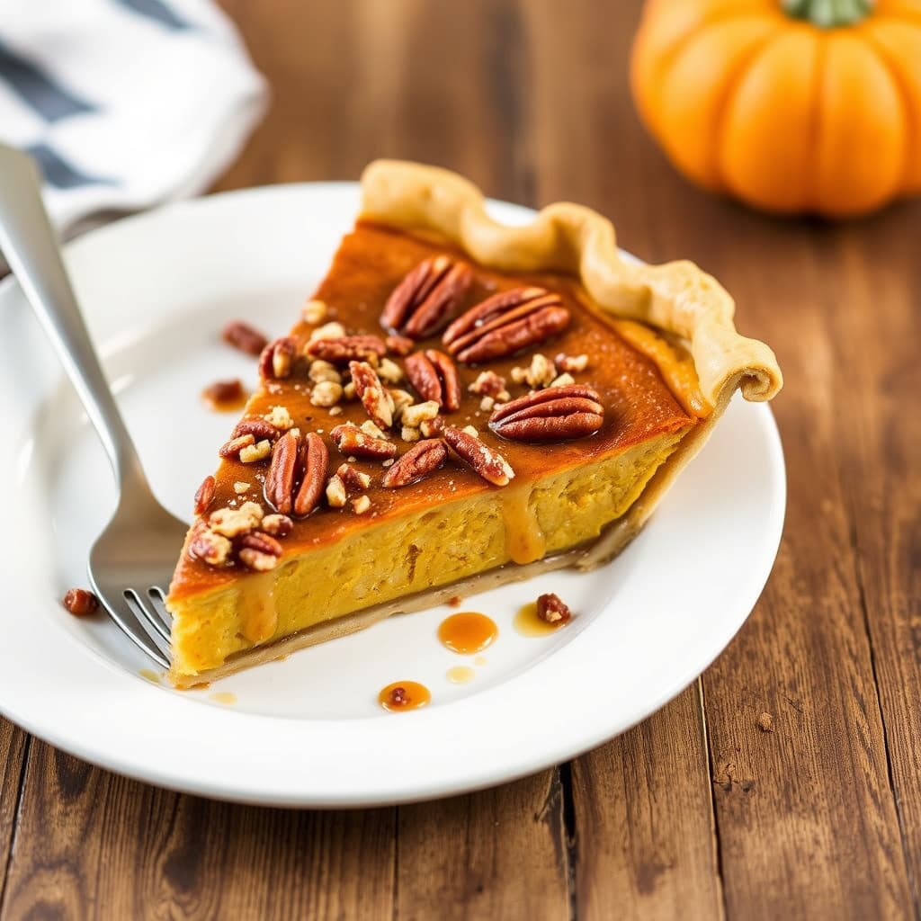 Klistrete toffee-pekannøtt-gresskarpai