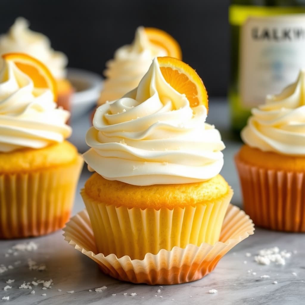 Kokos- og appelsinchardonnay-cupcakes