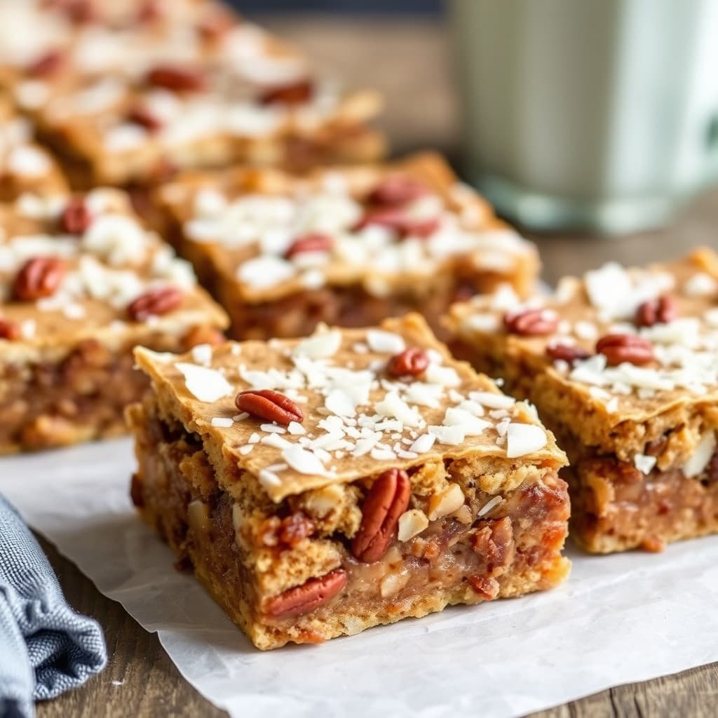 Kokos- og pekannøtt-søte og salte barer