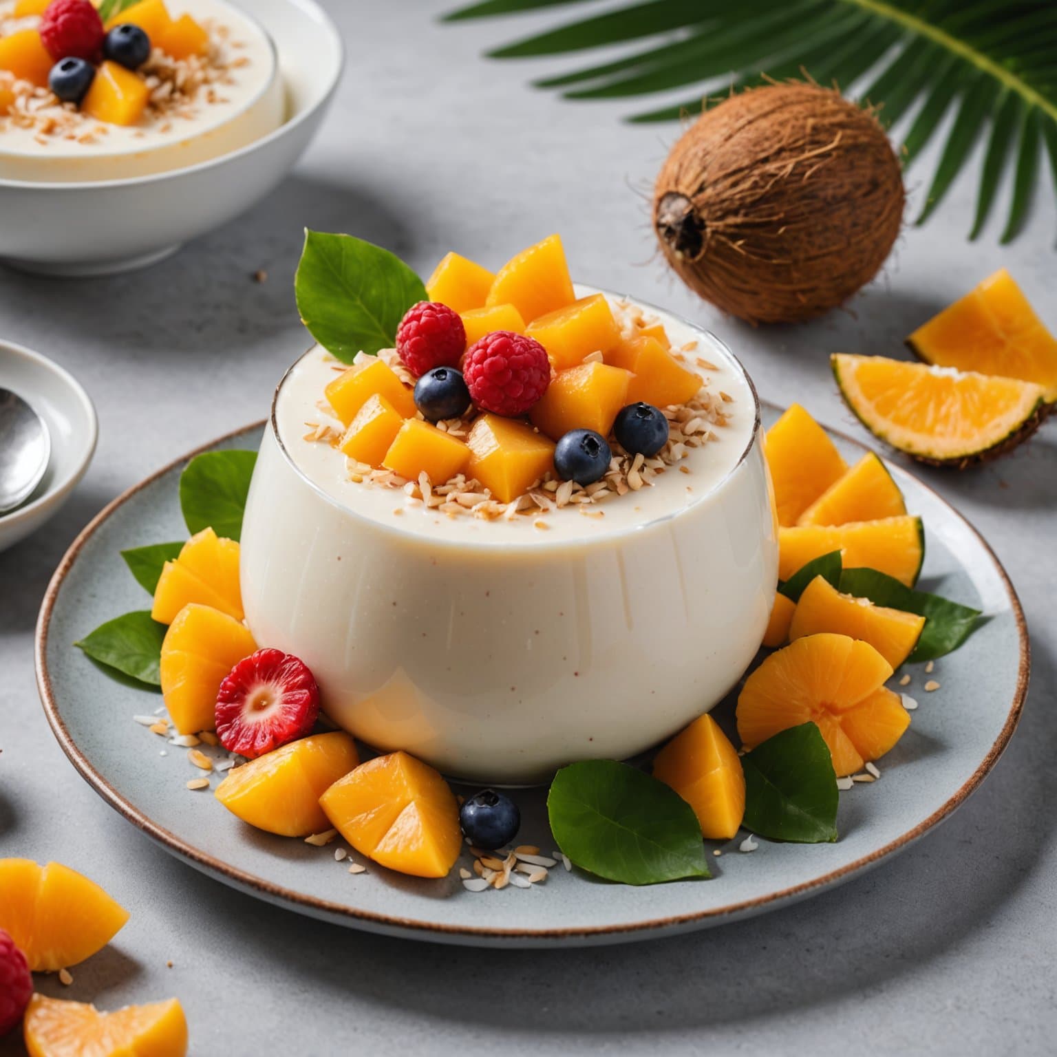 Kokospudding med tropiske frukter