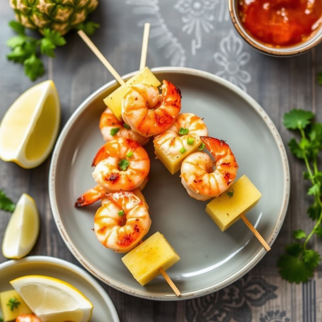 Kokosreker og ananas-spyd