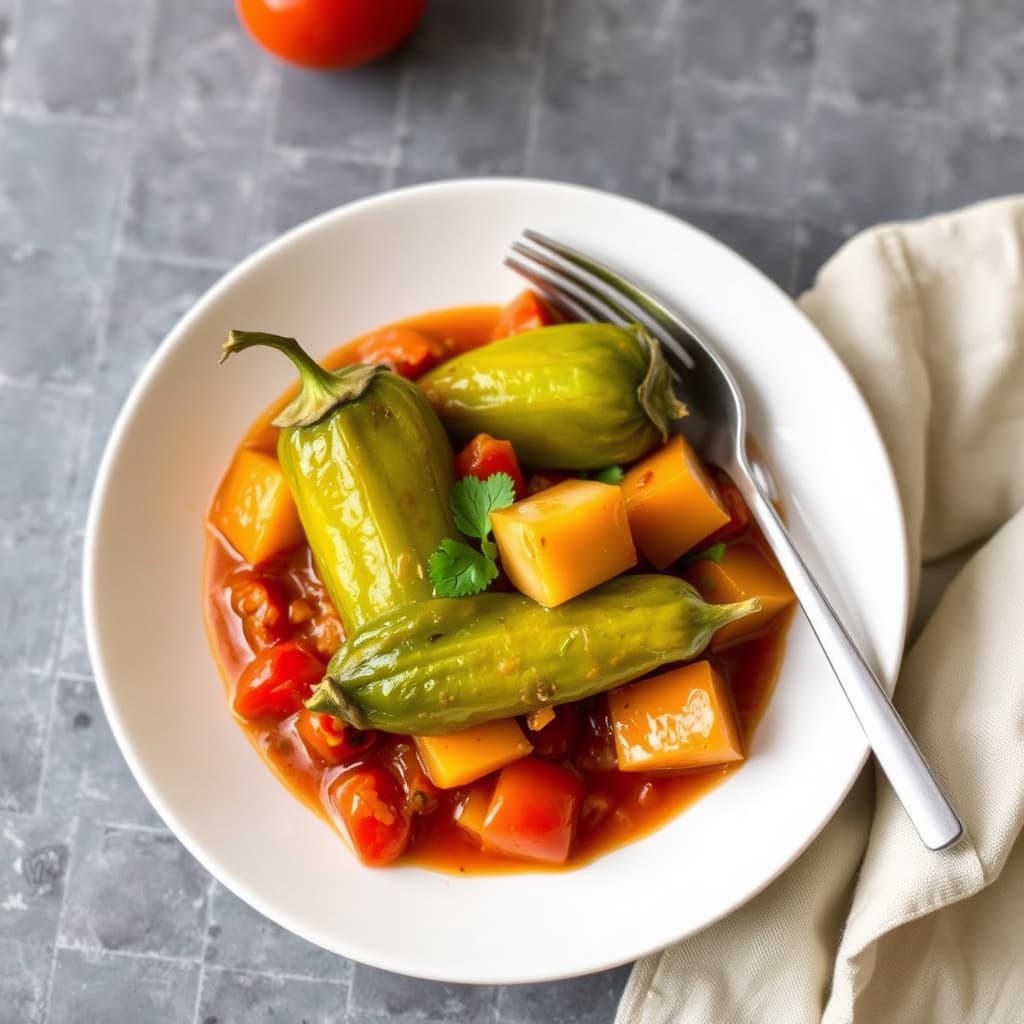 Kokt chayote med tomat og epazote