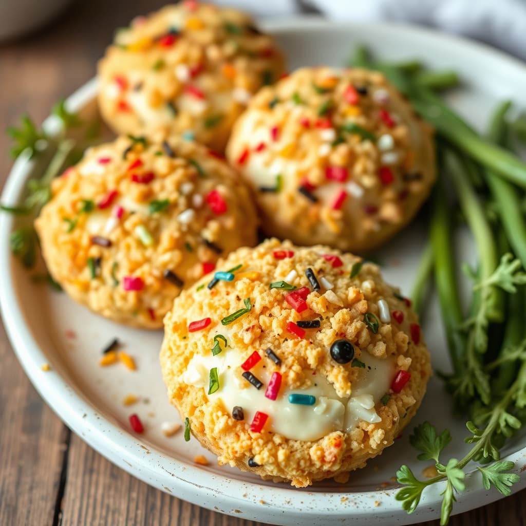 Konfettibestrøede ostehjul