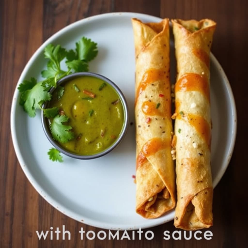 Konfettimashpotetflautas med varm tomatillosaus