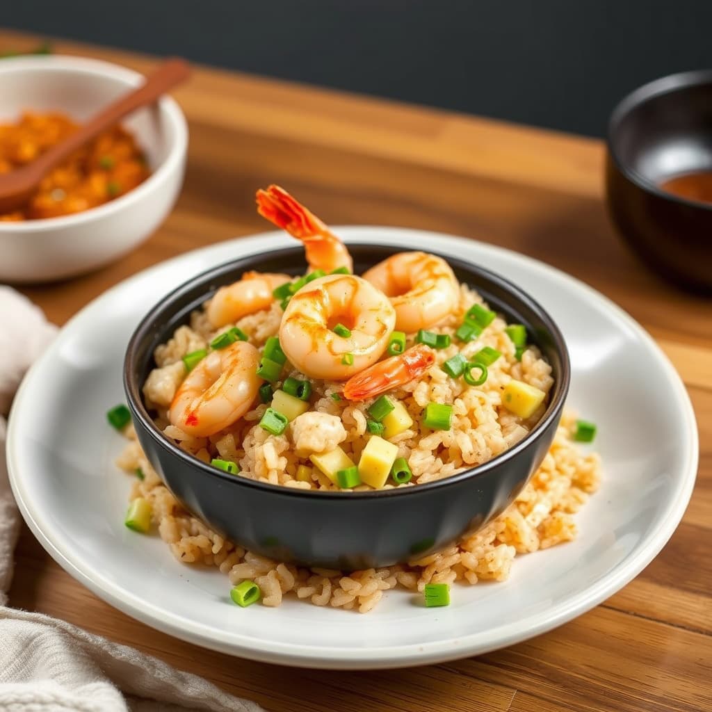 Koreansk Saewoo Bokkeumbap (Reker stekt ris)