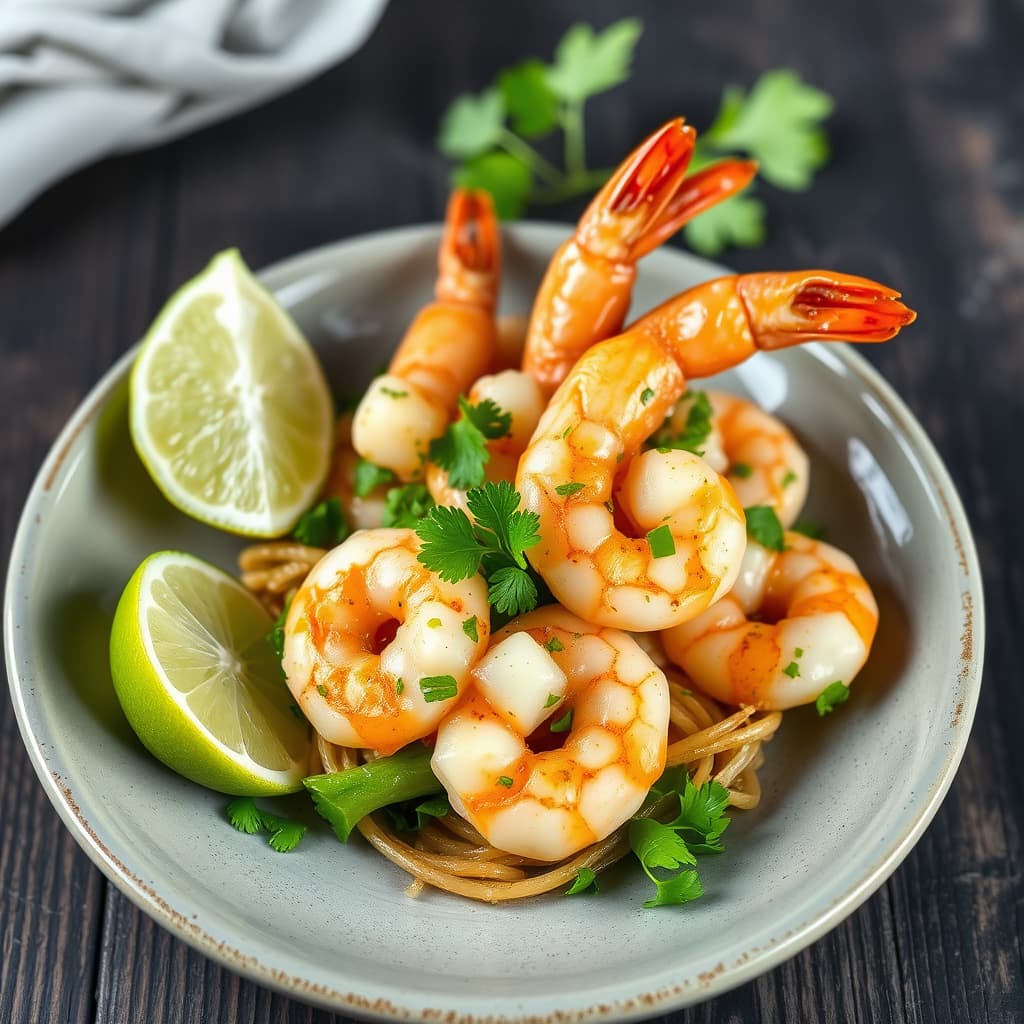 Koriander- og lime-reker