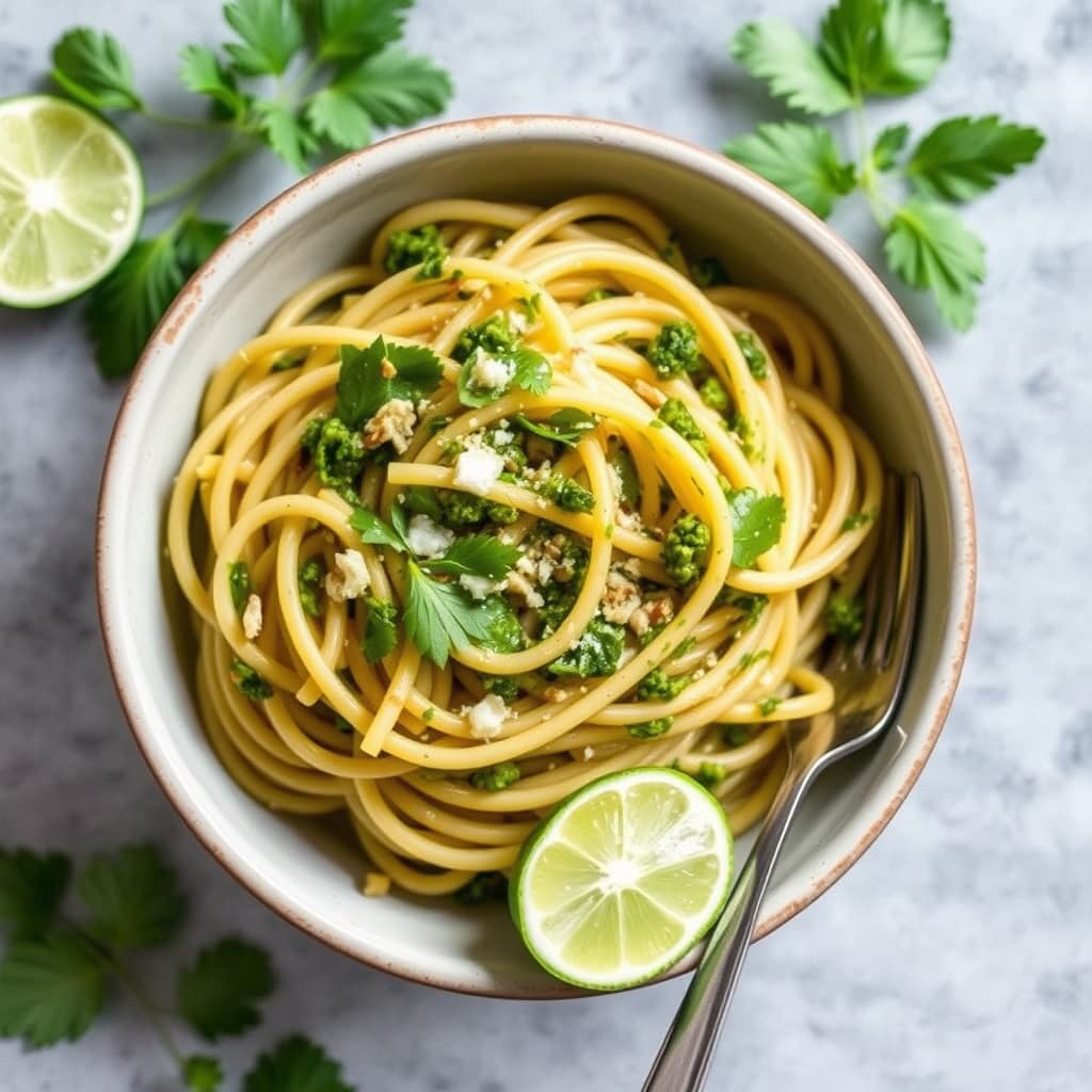 Koriander- og limespestopasta