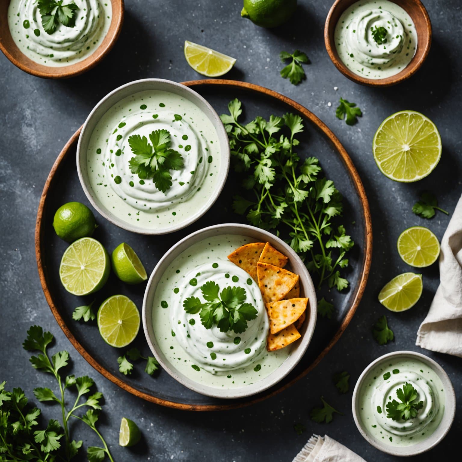 Koriander- og limeyoghurtsaus