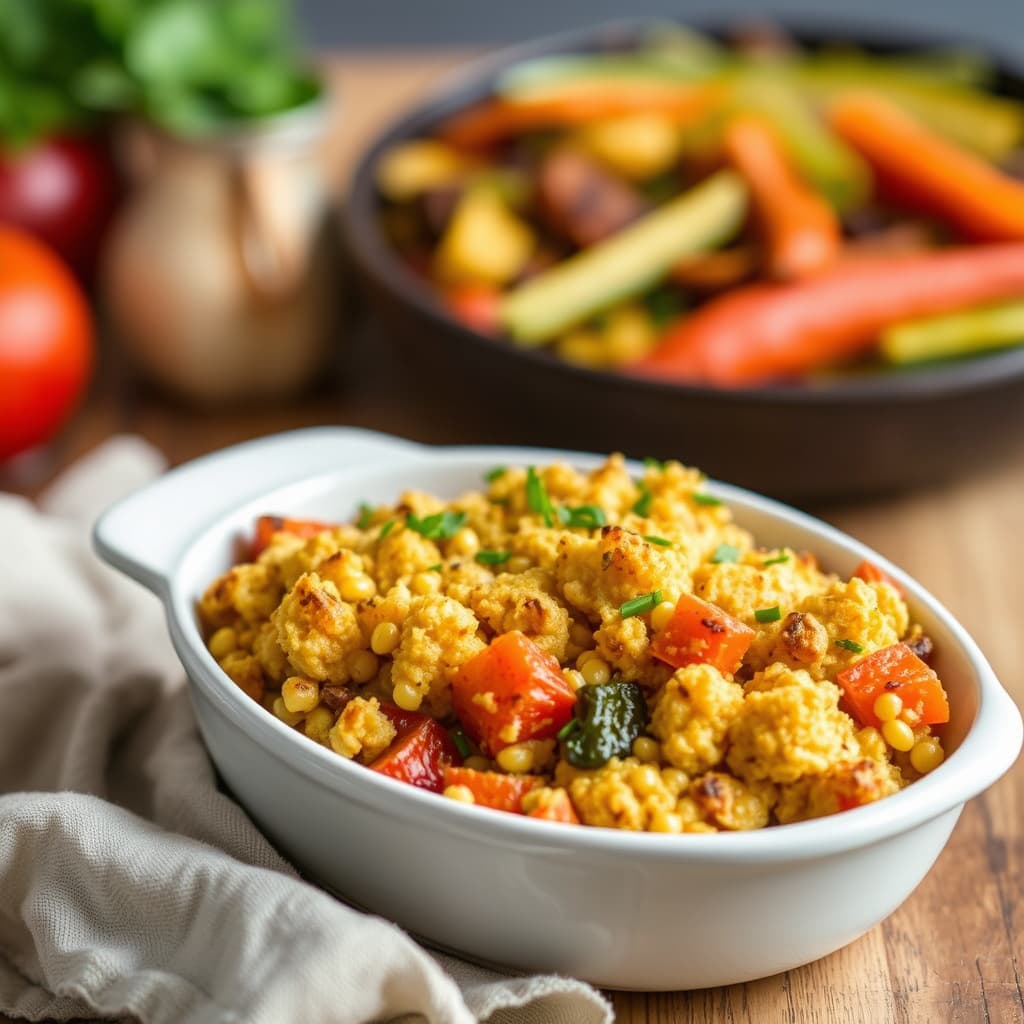 Kornbrødsfyll med ovnsbakte høstgrønnsaker