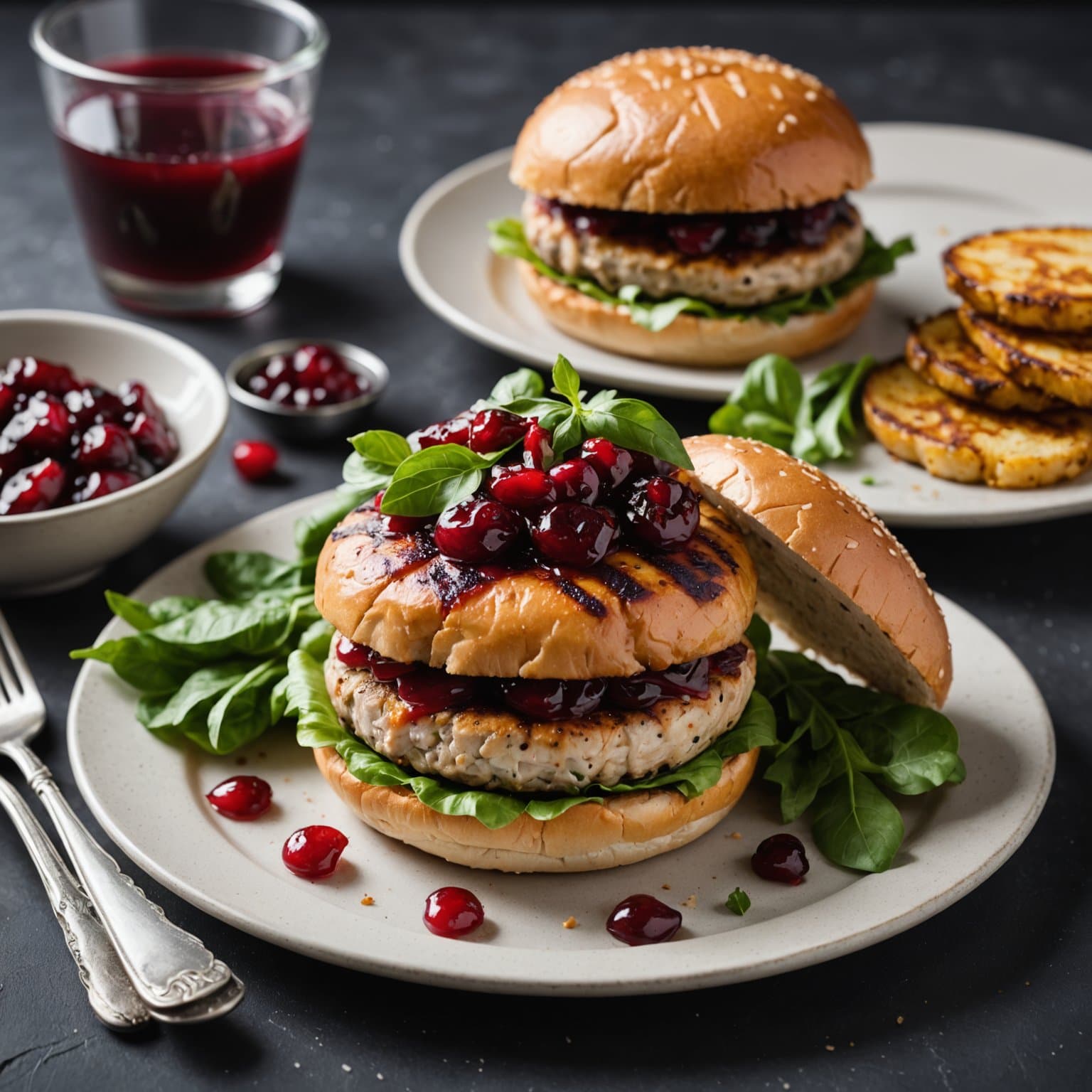 Kosher grillet kalkunburger med tranebærsaus