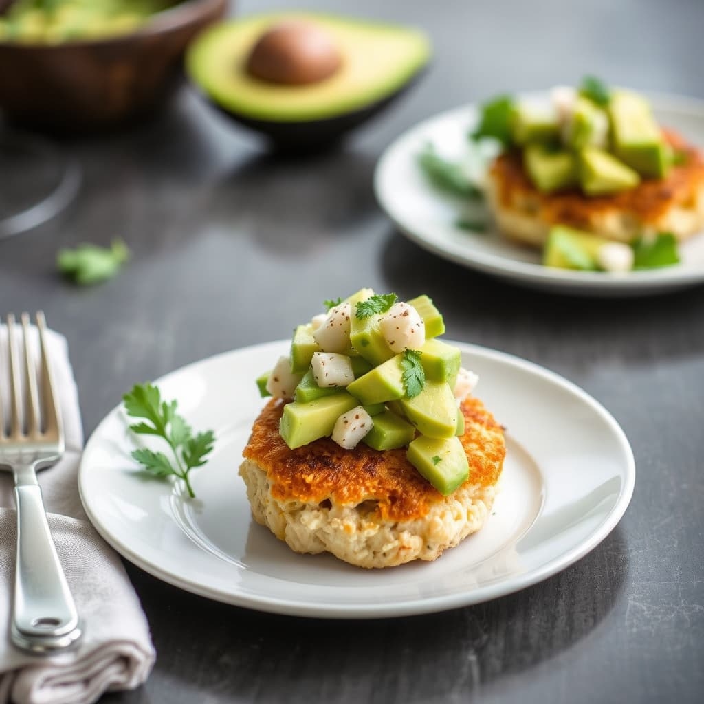Krabbekaker med avokadosalat