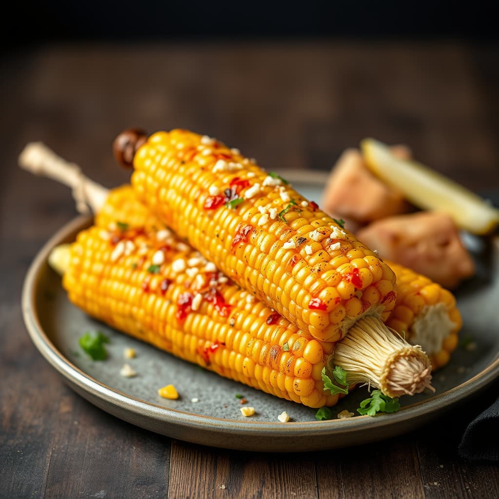 Kraftig BBQ-grillet maiskolbe