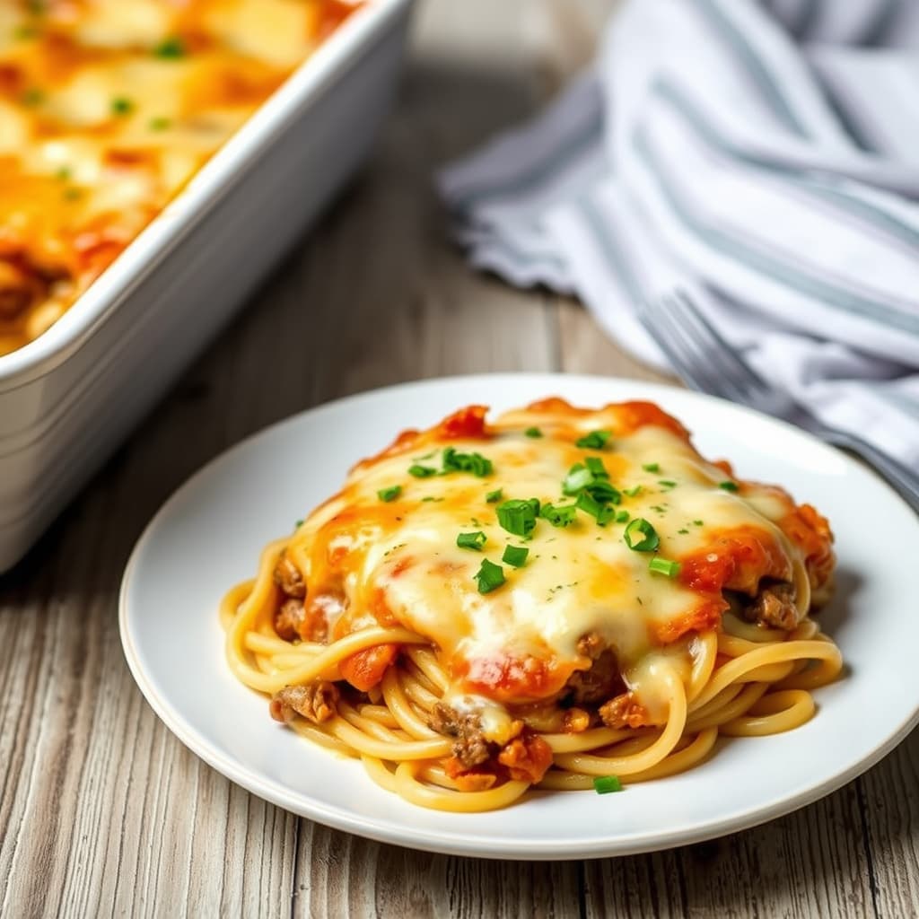 Kraftig ostete spaghetti-pai