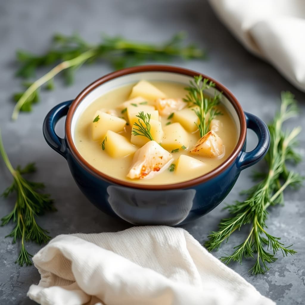 Kraftig potetsuppe med dill