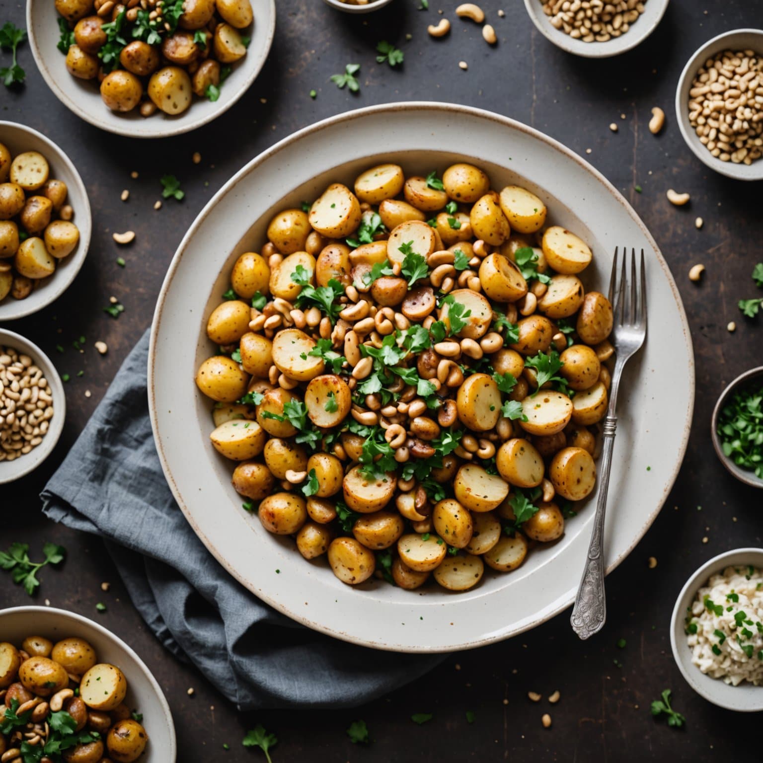 Kraftige vegetariske cashew-poteter