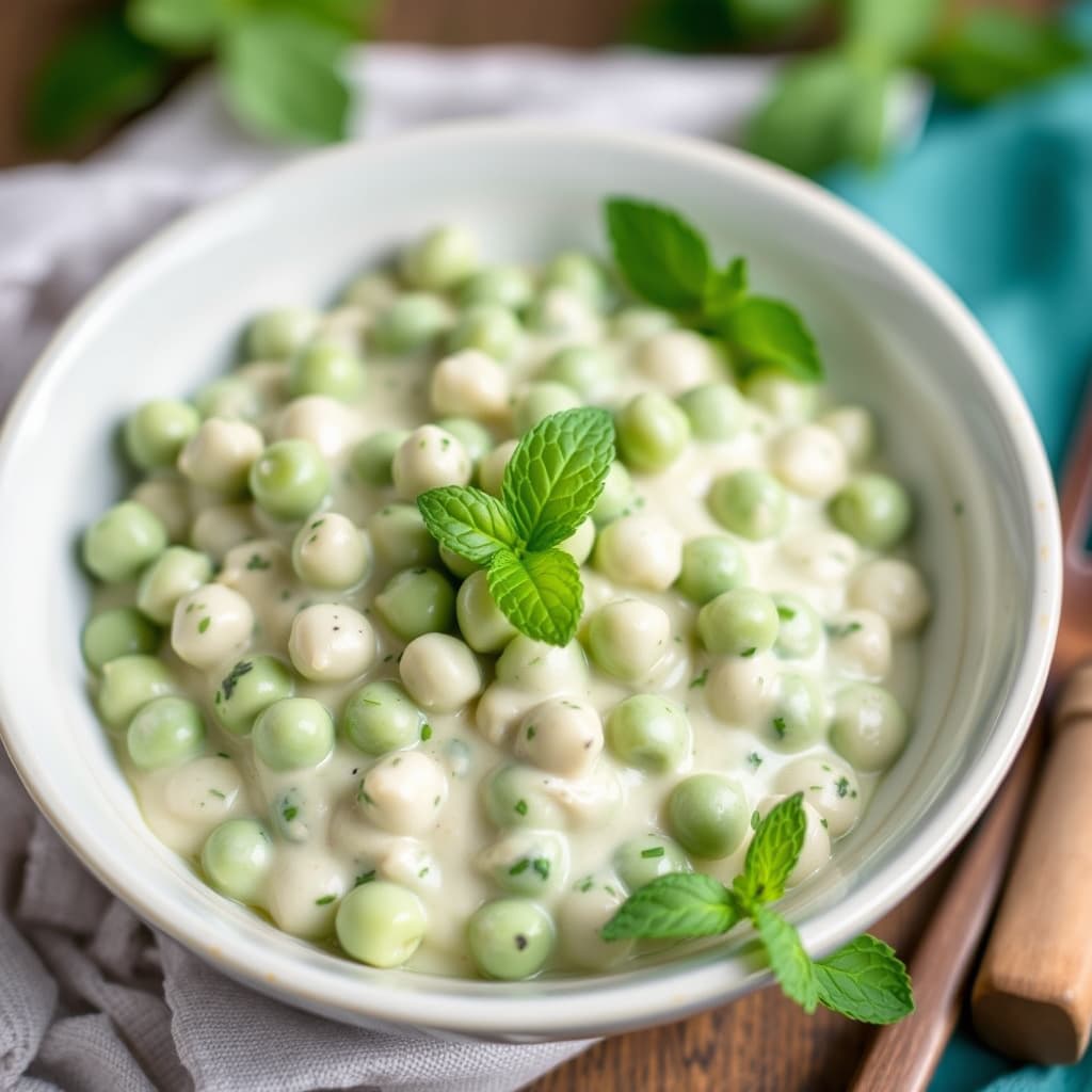 Kremede erter med mynte