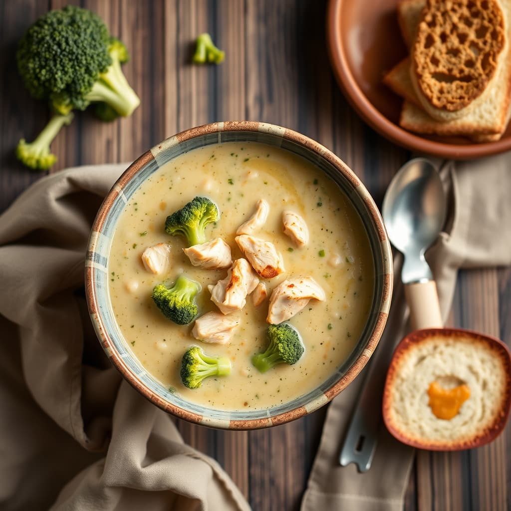 Kremet brokkoli- og kyllingsuppe