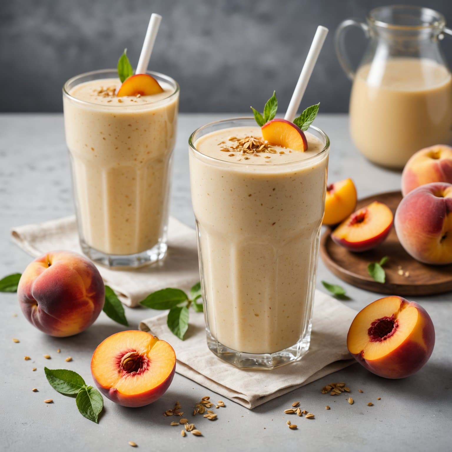 Kremet hvit te og fersken-smoothie