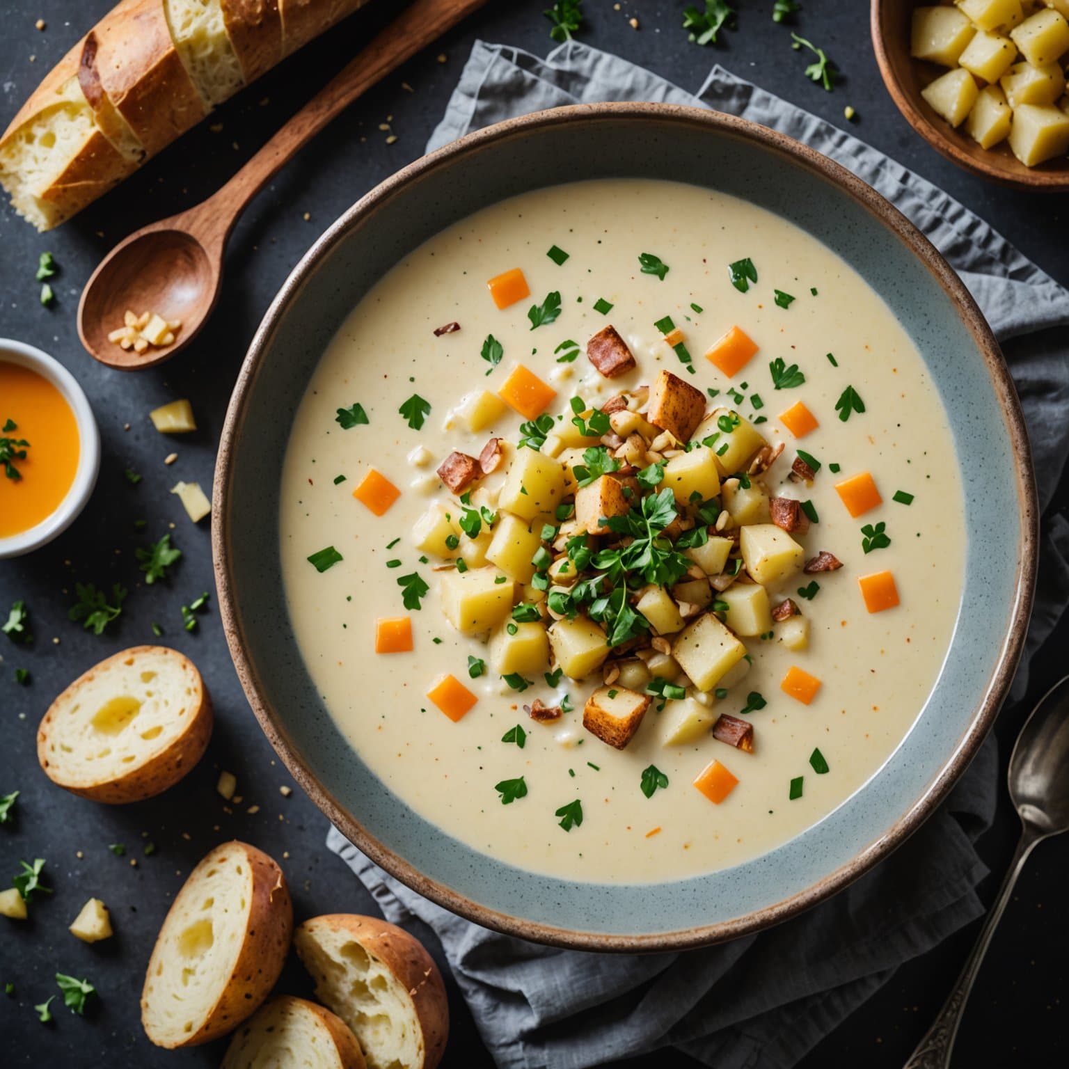 Kremet og sprø potetsuppe