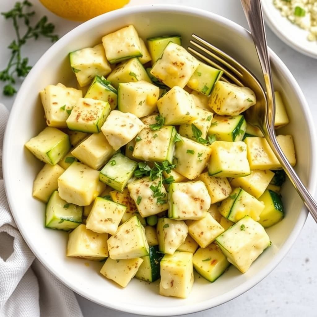Kremet, ostet og terningkuttet squash med sitron og oregano