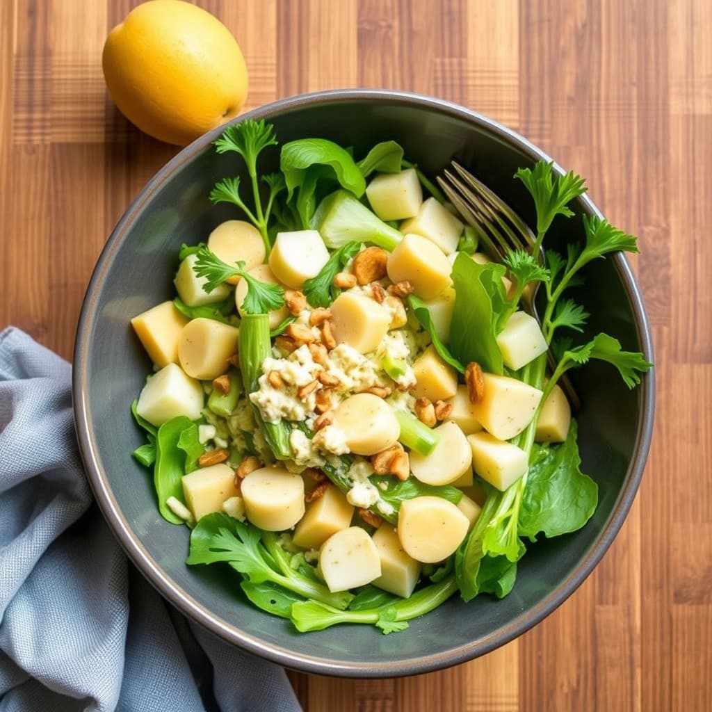 Kremet sellerirot- og haricots verts-salat