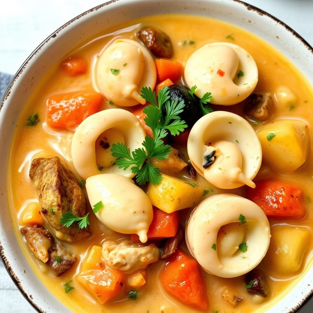 Kremet skalldyr- og rotgrønnsaksgryte