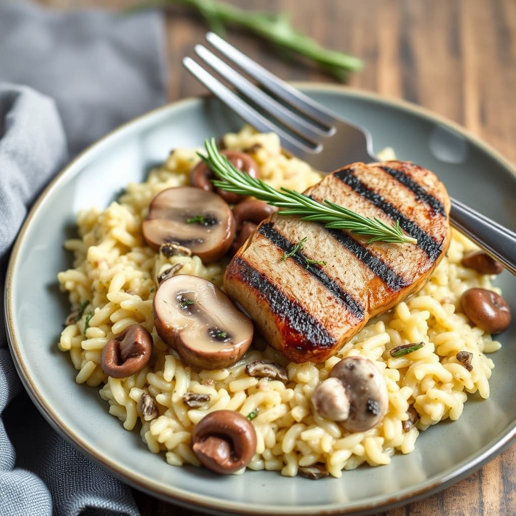 Kremet sopprisotto med rosmarin-grillet svinenakke