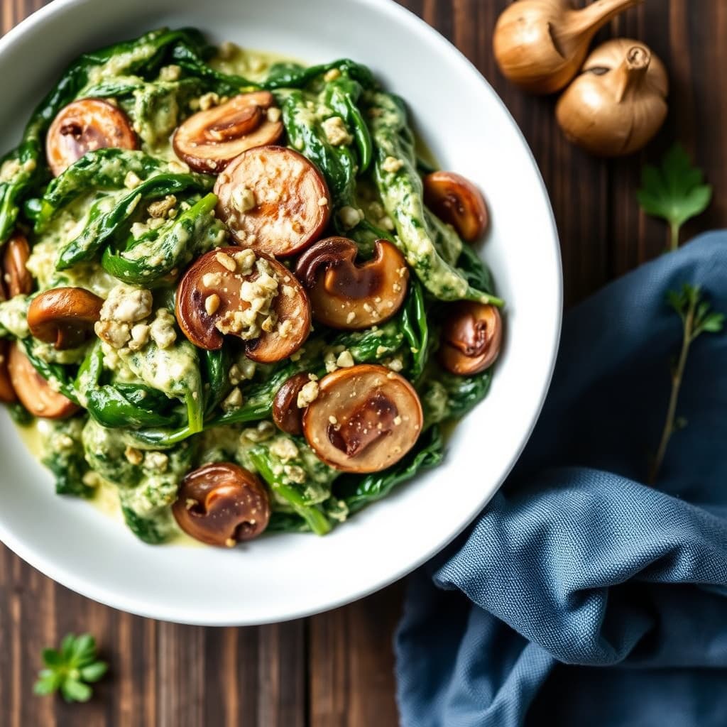 Kremet spinat med shiitakesopp