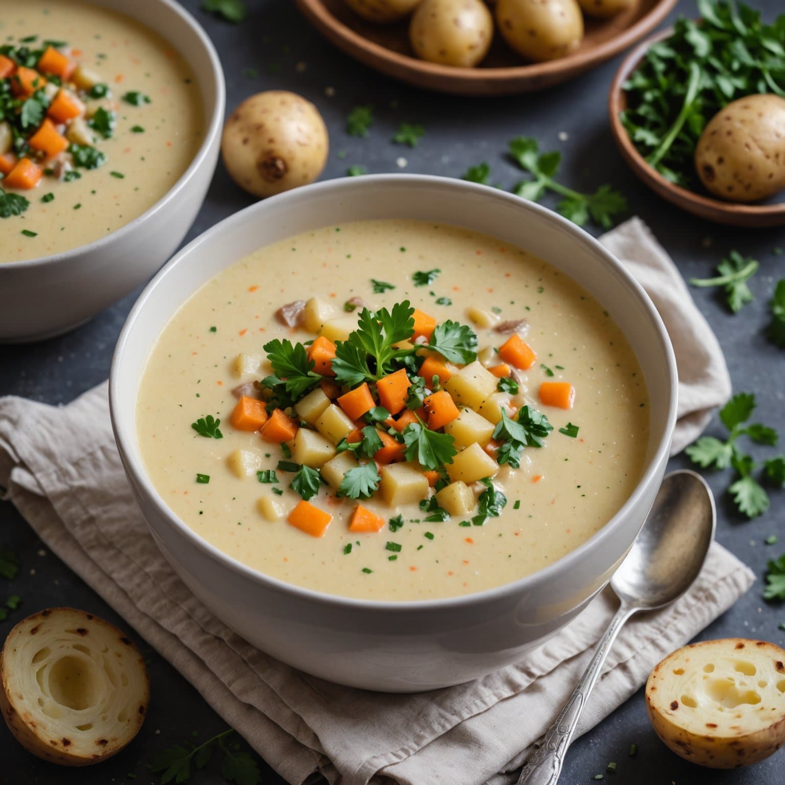 Kremet vegansk potetsuppe