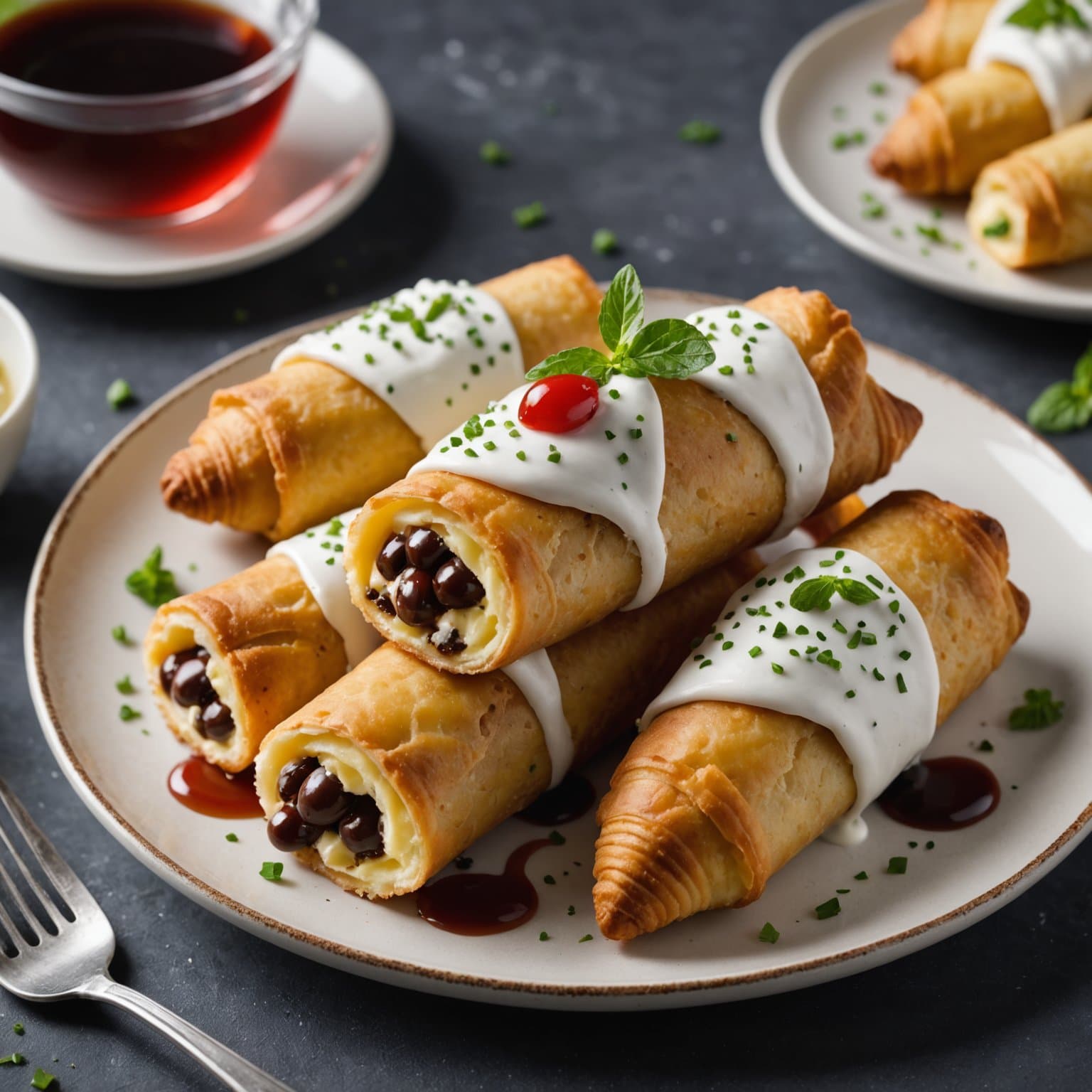 Kremfylte cannoli med potetmos