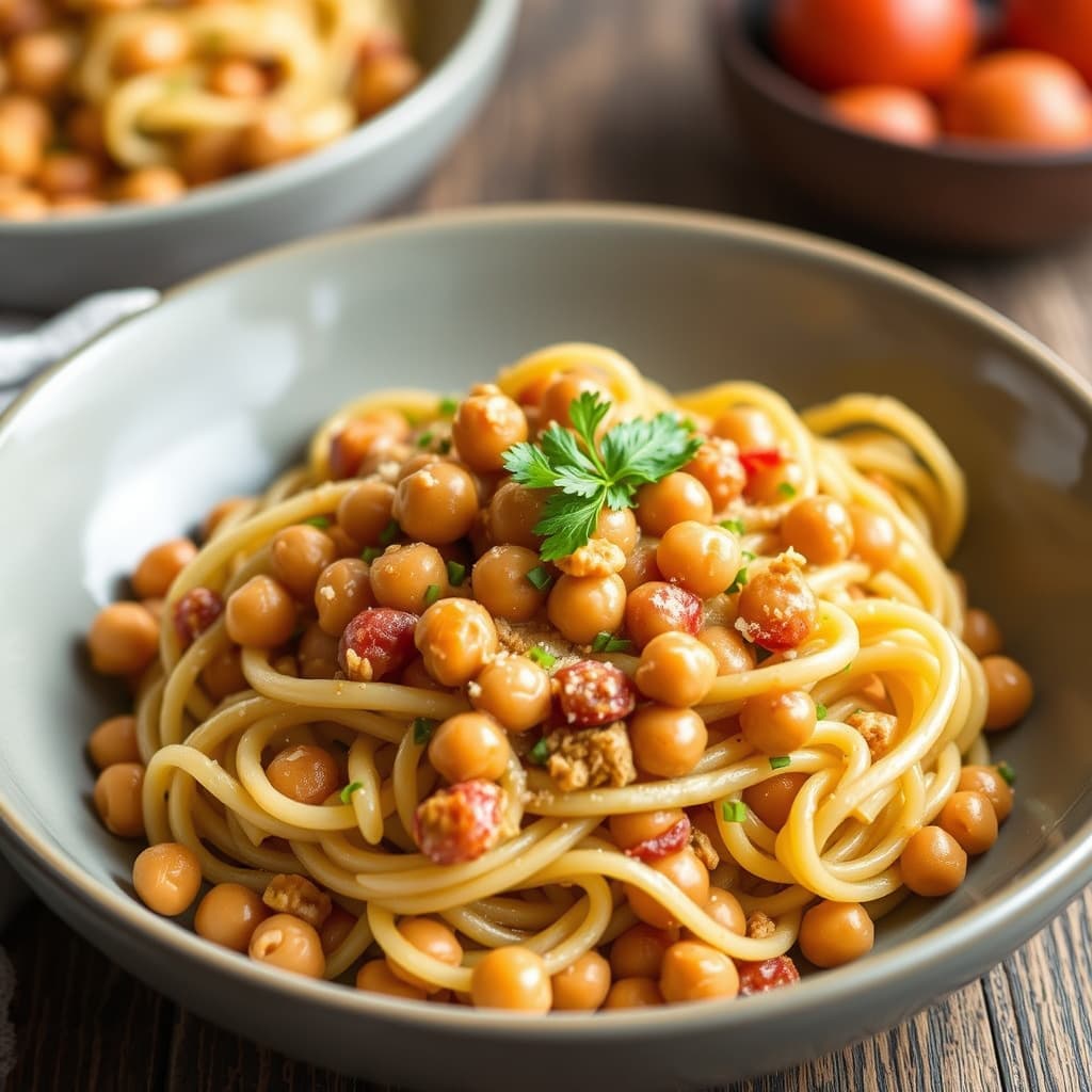 Kreoliske kikerter med pasta