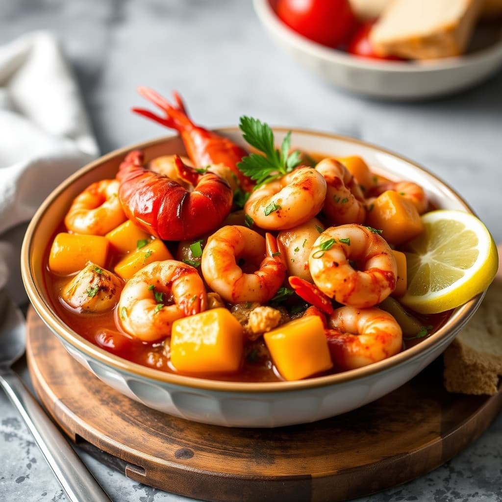 Kreolsk hummer- og rekegryte