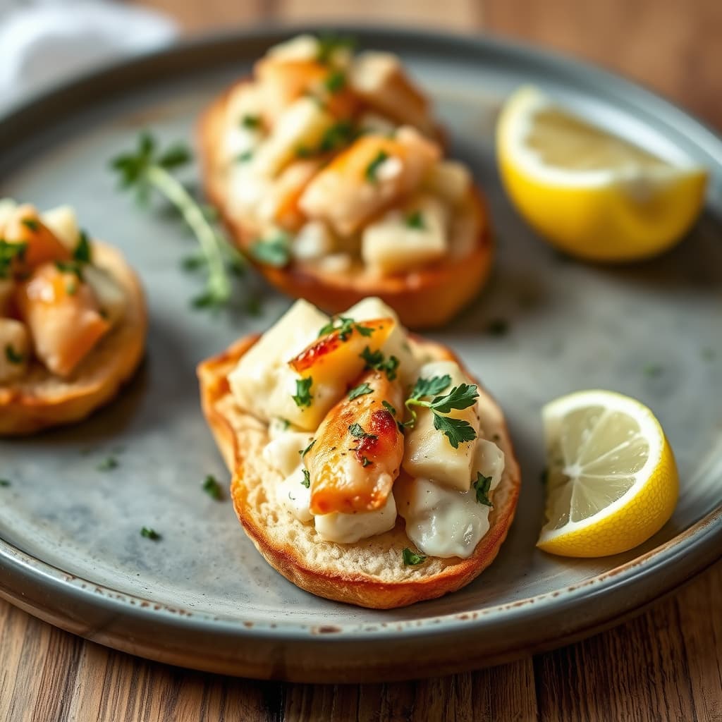 Kreps crostini med sitron og urter