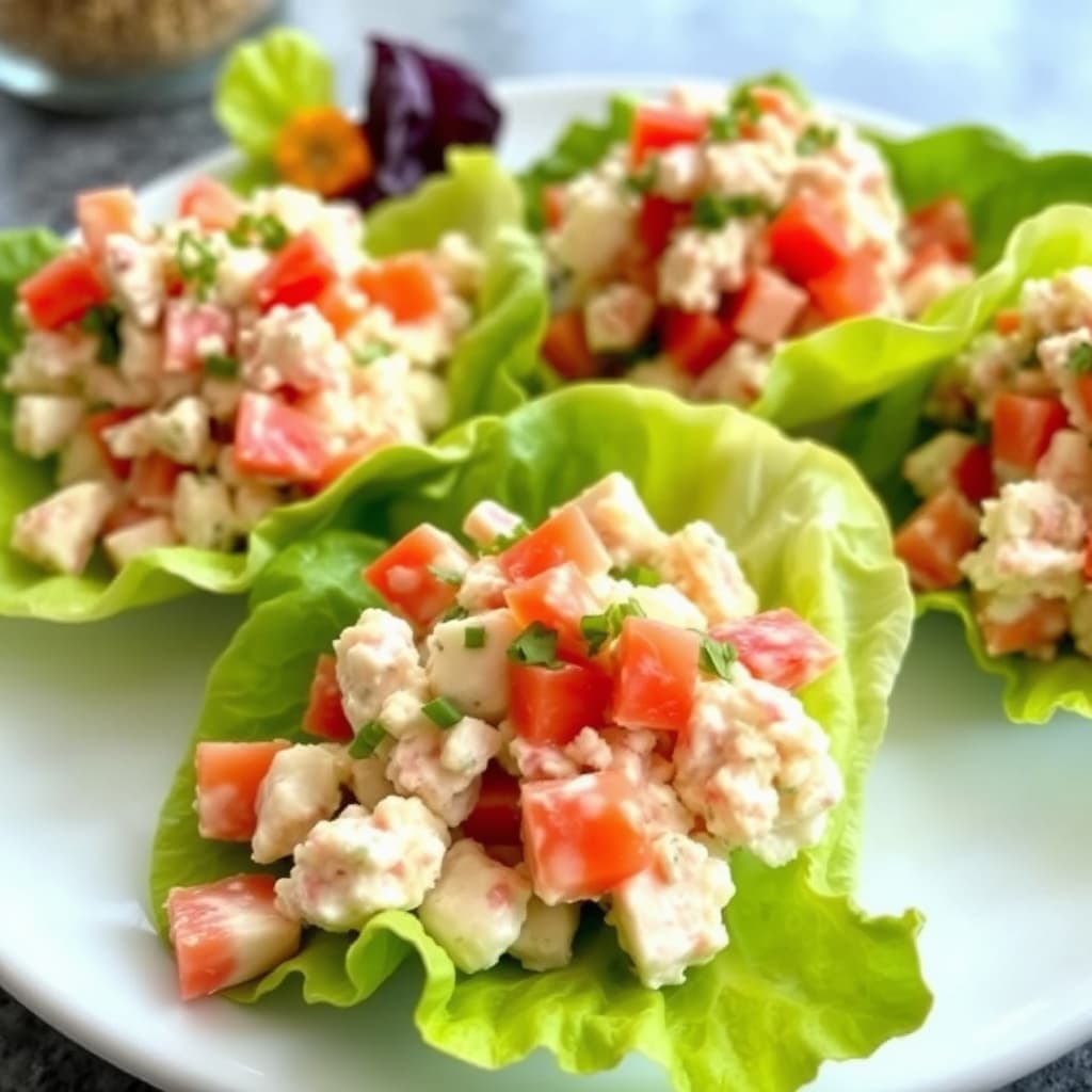 Krepsesalat i salatbladskopper