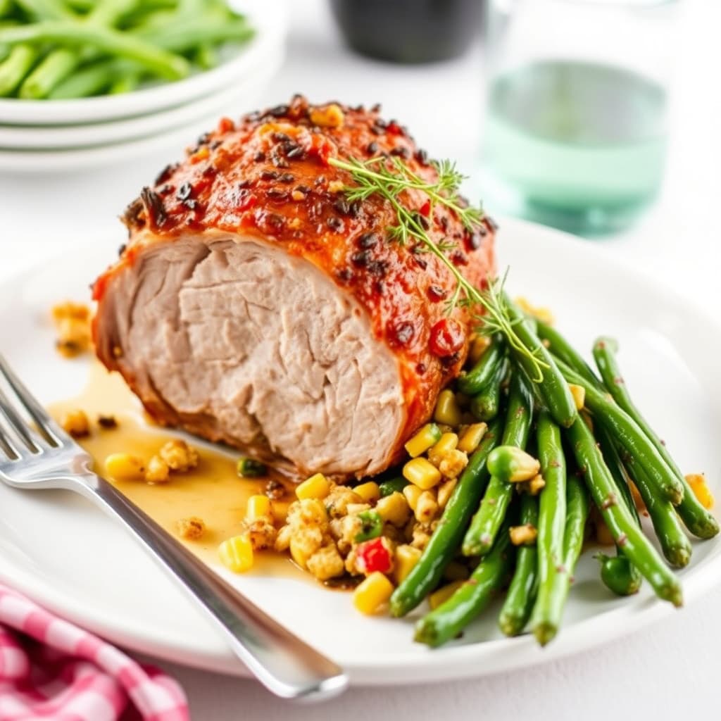 Kronestek av svin med maisbrød- og poblano-fyll