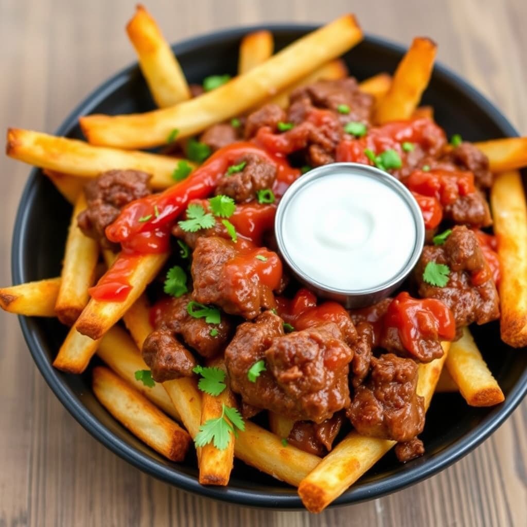 Krydrede biffpomfritter