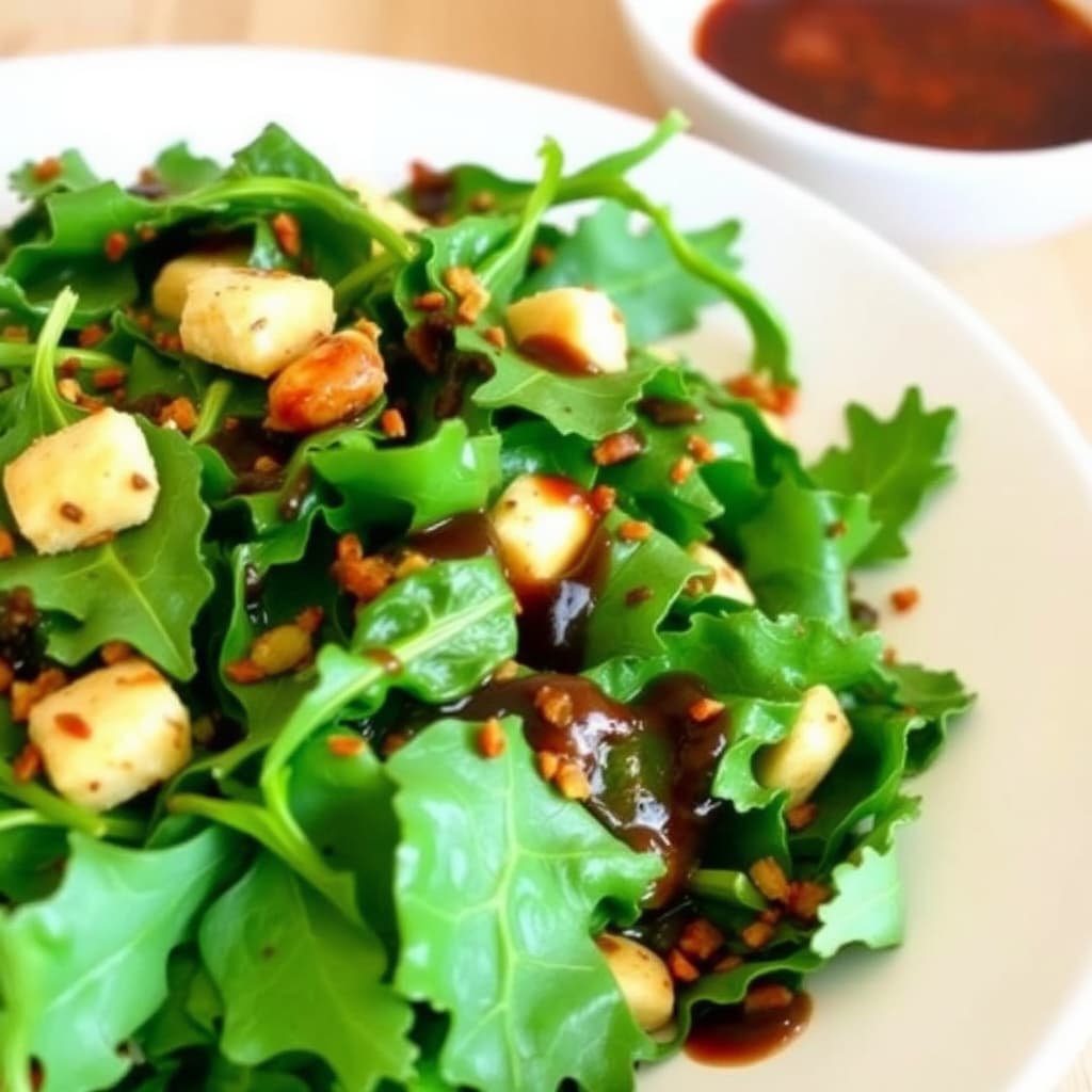 Krydrede grønne grønnsaker med varm balsamico-dressing