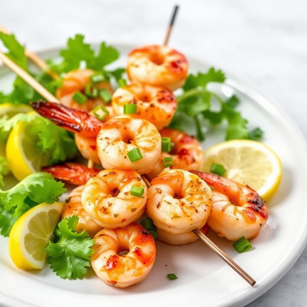Krydrede sitron-reker på spyd