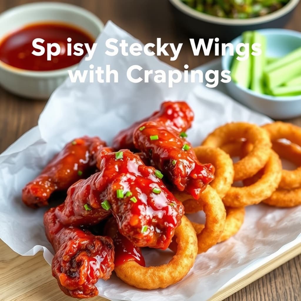 Krydrede, søte og klissete vinger med sprø løkringer