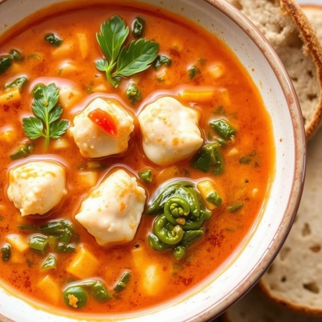 Krydret Cajun-kreps- og grønnsakssuppe