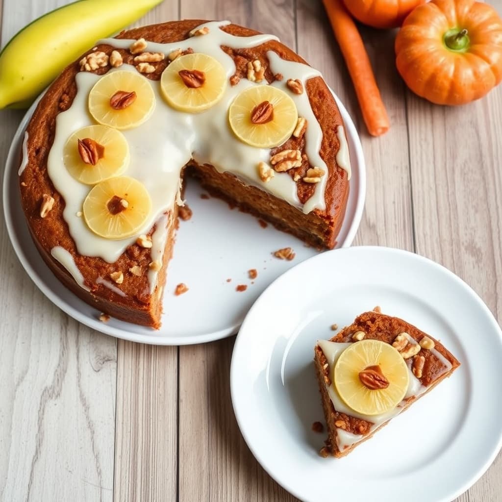 Krydret gulrotkake med valnøtter og ananas