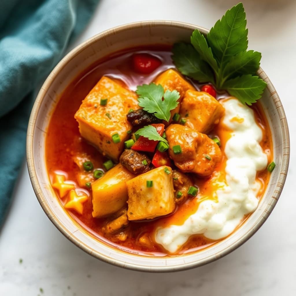 Krydret hawaiisk fiskestuing med kremet 'Poi'