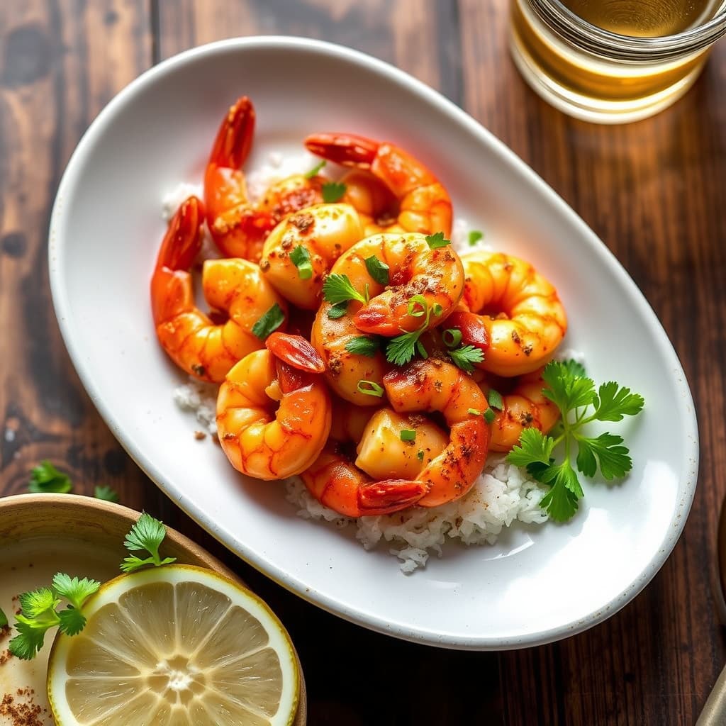 Krydret hvitløksreker med rom