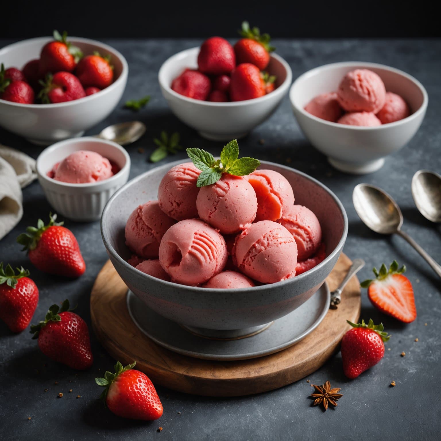 Krydret jordbærsorbet