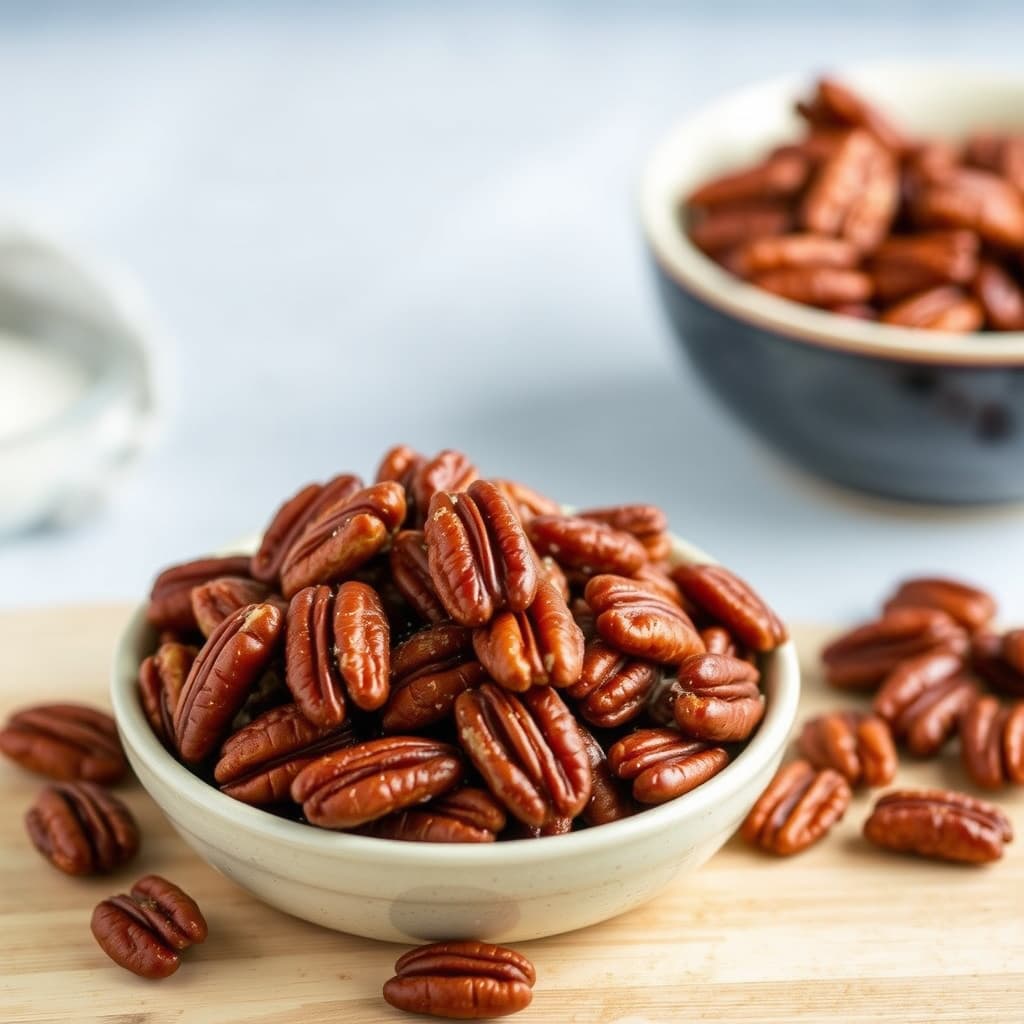 Krydret karamelliserte pekannøtter