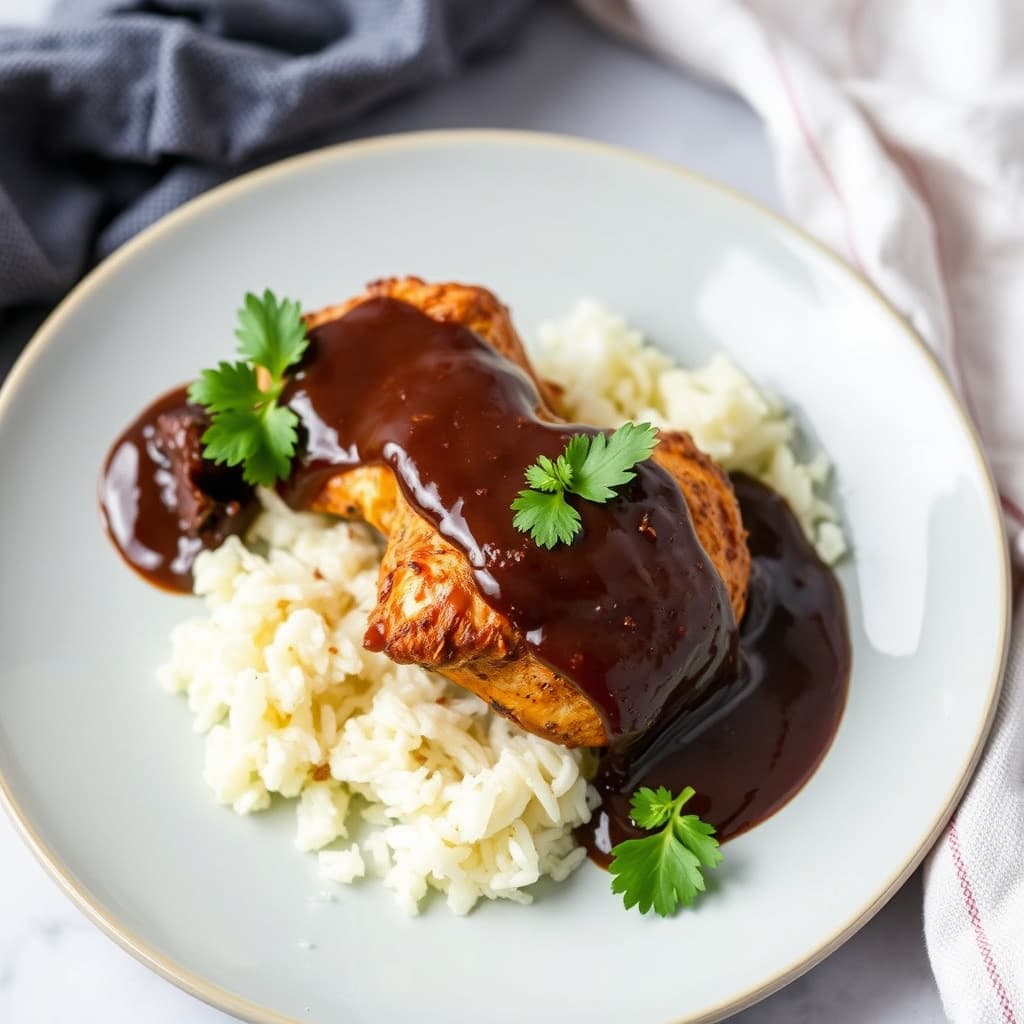 Krydret kylling med pasillasaus av sjokolade