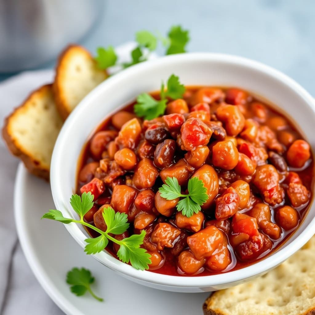 Krydret langsomt kokt bønnefri chili