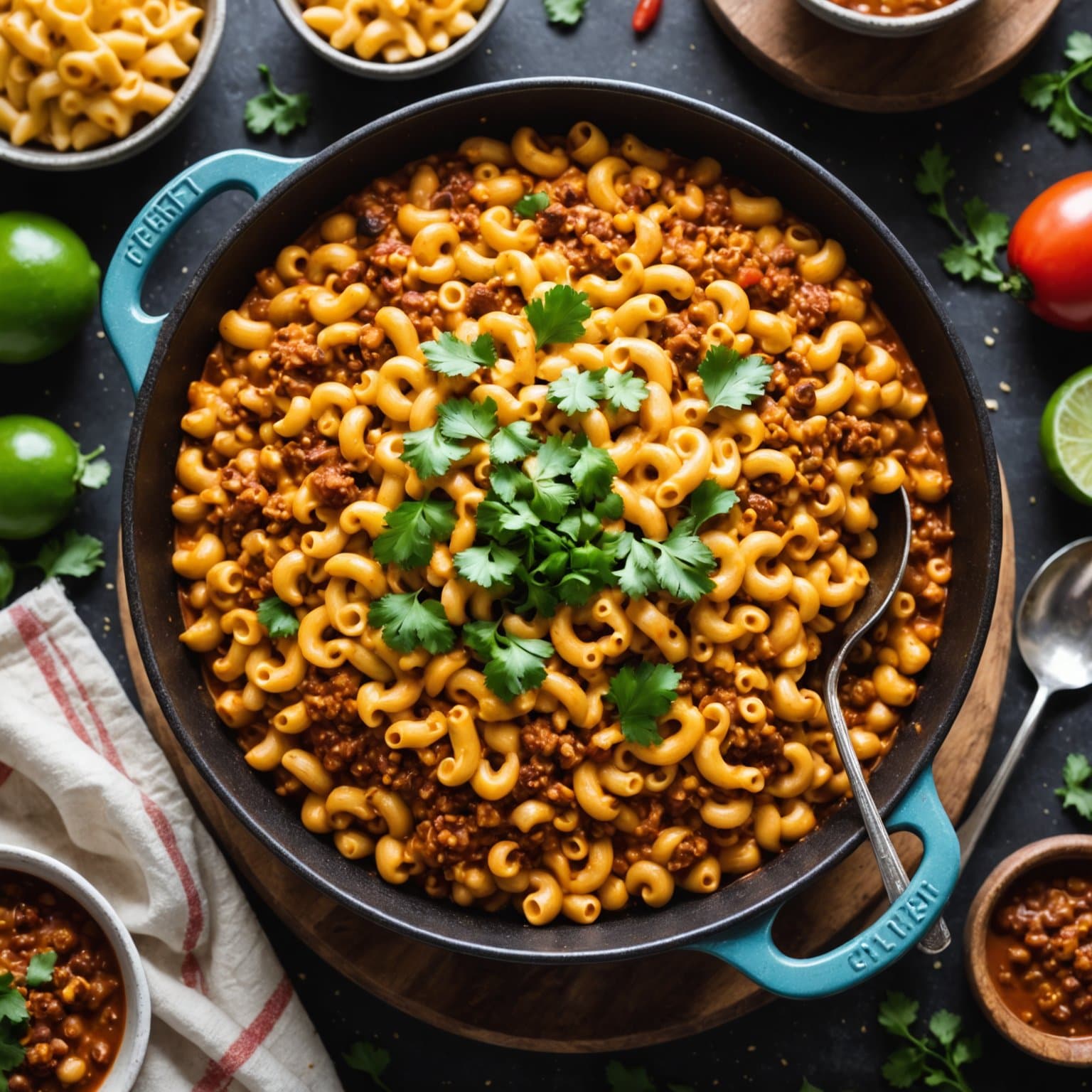 Krydret ostete chili-makaroni