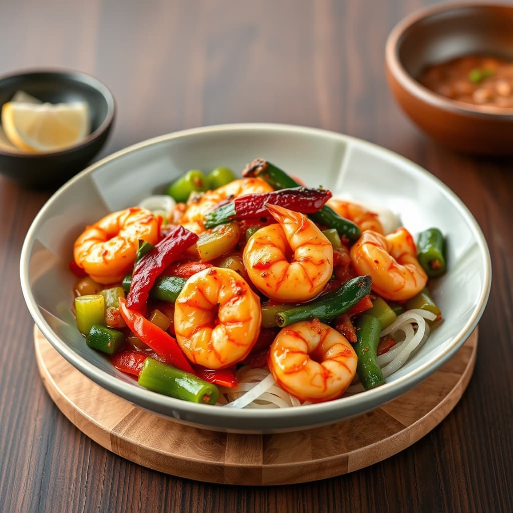 Krydret reke- og grønnsakswok