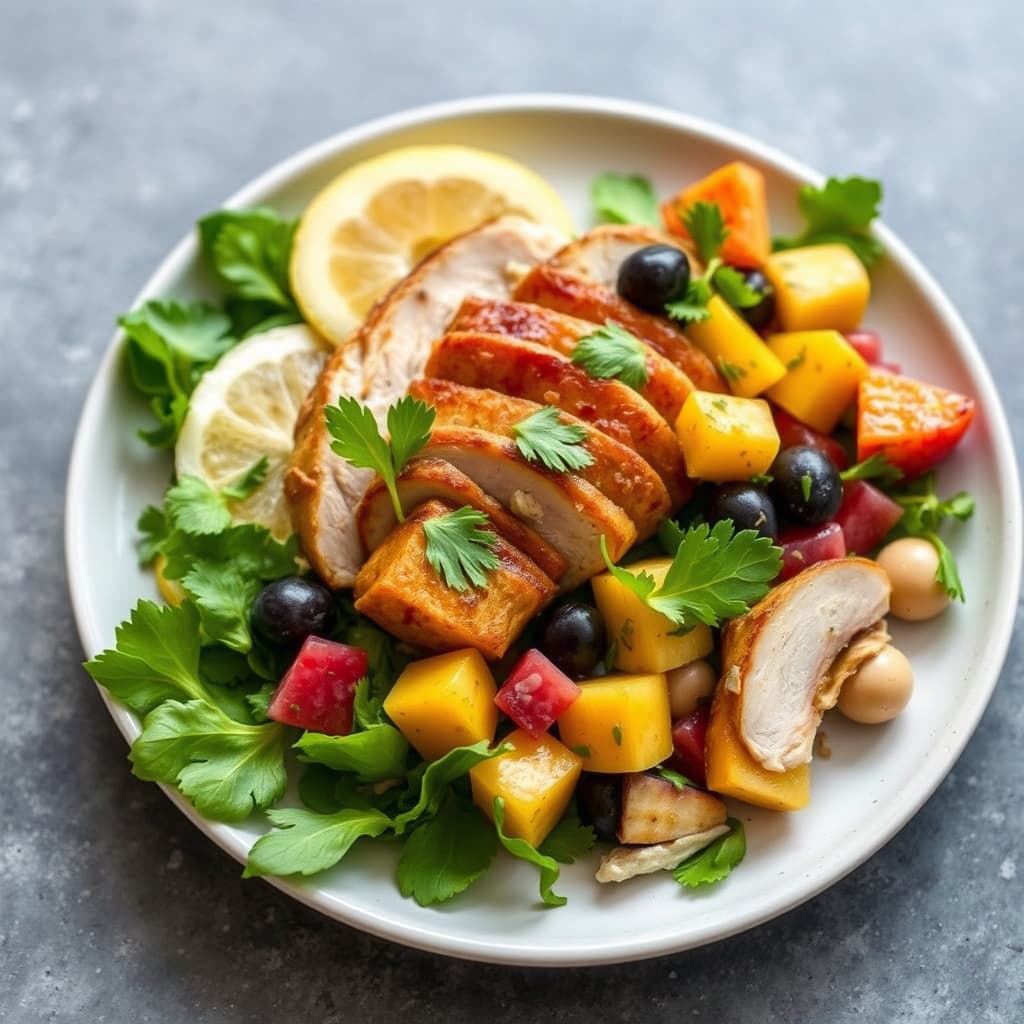 Krydret røkt kalkun- og fruktsalat